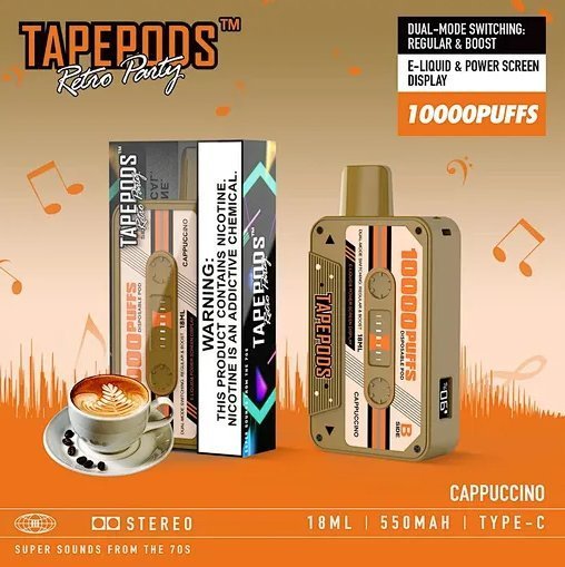 TapePods 10K Puffs Disposable Vape With Display- Cappuccino