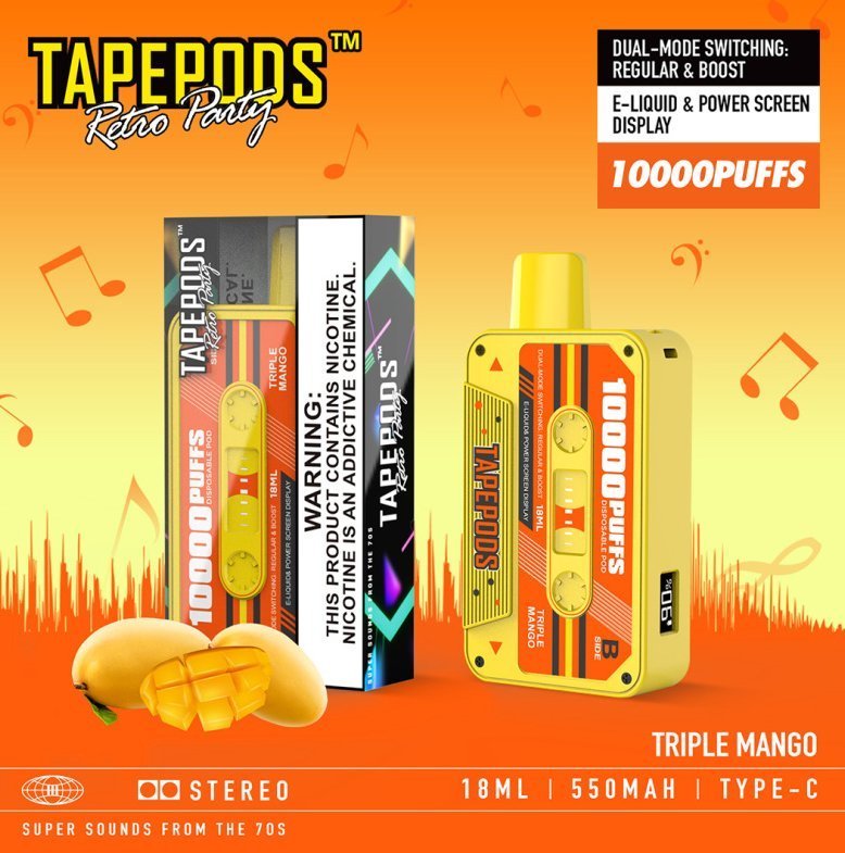 TapePods 10K Puffs Disposable Vape With Display- Tripple Mango