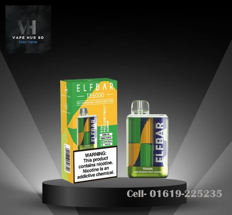 ELFBAR TE 6000 PUFF DISPOSABLE VAPE KIWI PASSIONFRUIT GUAVA