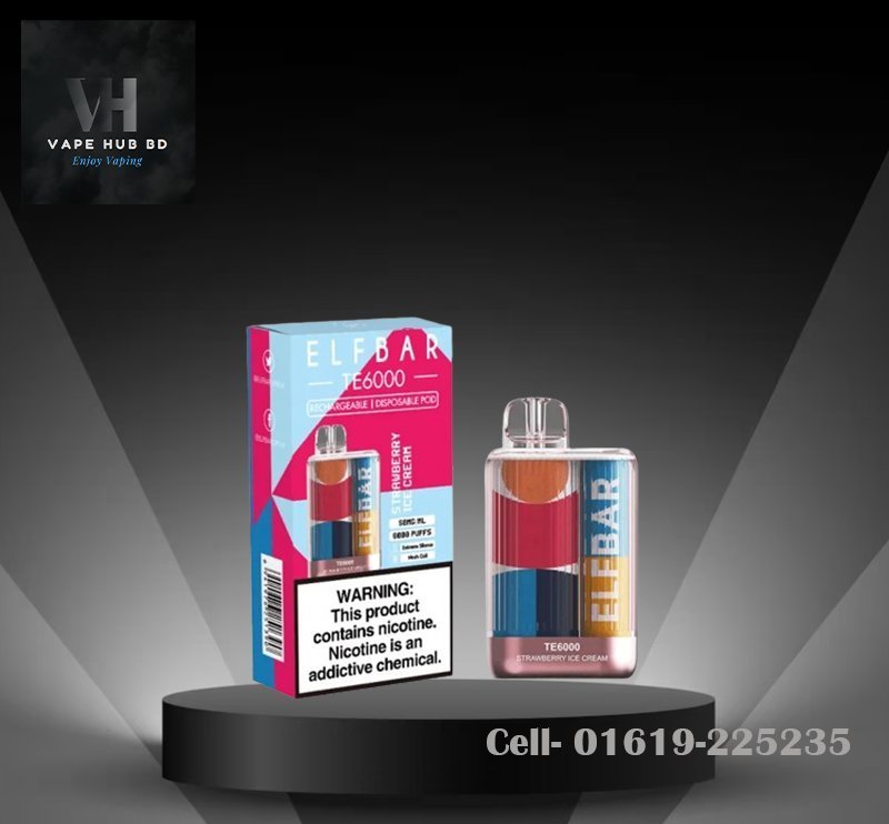 ELFBAR TE 6000 PUFF DISPOSABLE VAPE STRAWBERRY ICE CREAM
