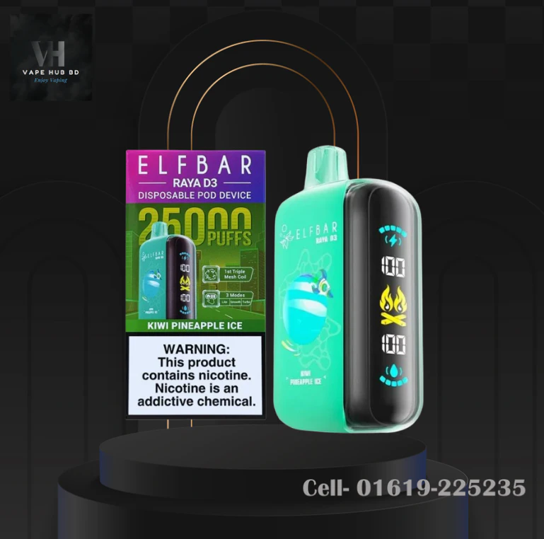 Kiwi Pineapple Ice 25K Puffs By Elfbar Raya D3